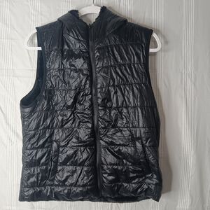 Cavalini Outerwear Reversible Faux Fur Vest with Hood Black Women's Size Medium